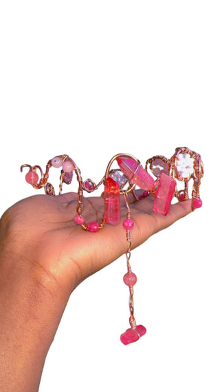 Strawberry Quartz, Pink Opal & Rose Quartz (Set with Bracelet+ Ring Chain & Choker)