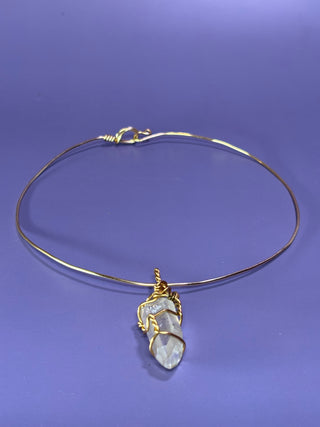 Clear Quartz & Brass Choker Necklace