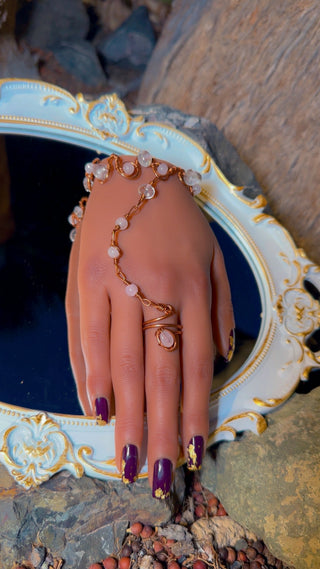 Rose Quartz, Clear Quartz & Copper Hand-Chain