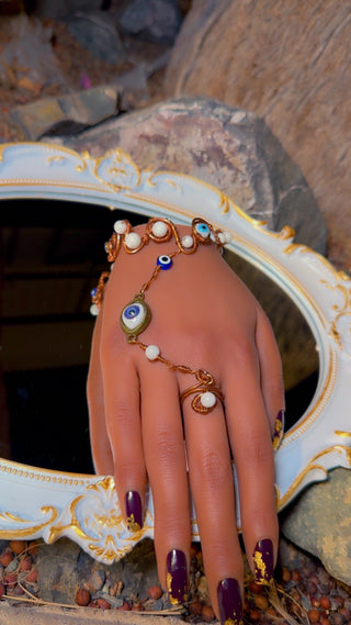 Howlite & Evil Eye Hand-Chain