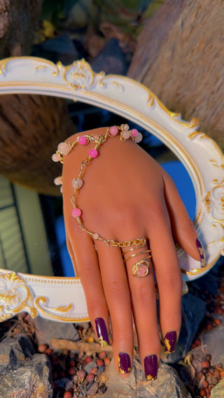Rose Quartz and Cherry Blossom Jasper Hand-chain