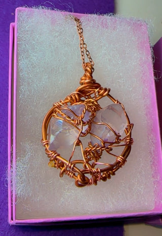 Purple Aura Quartz & Copper Necklace