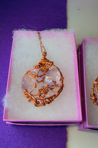 Purple Aura Quartz & Copper Necklace