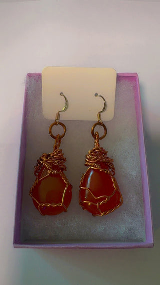 Carnelian & Copper Earrings