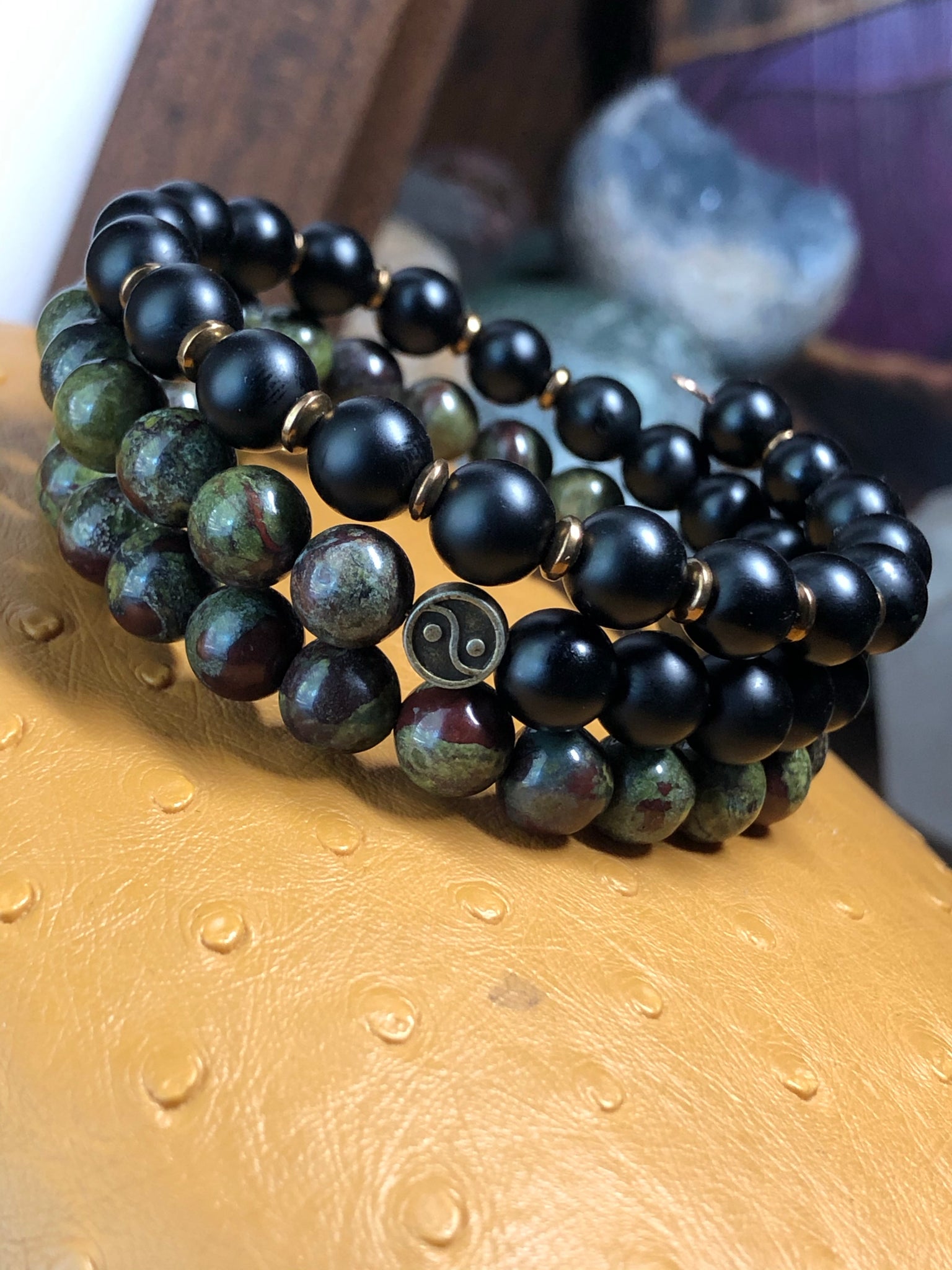 King’s Dragon’s Blood Jasper & Black Onyx Wrap Bracelet
