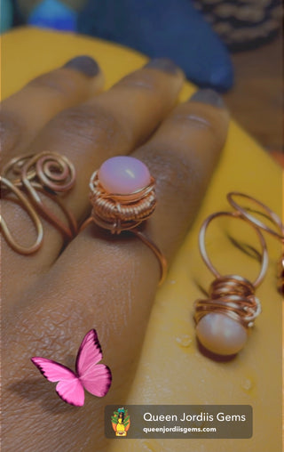 Pink Opal & Copper Raised Ring