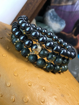 King’s Hematite & Serpentine Wrap Bracelet
