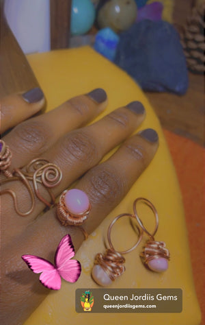 Pink Opal & Copper Raised Ring