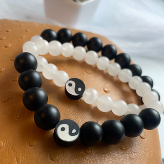 Black Onyx & Jade || Couples Yin Yang Bracelets (set of two bracelets)