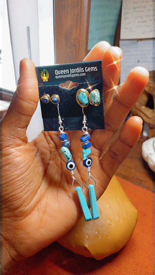 Lapis Lazuli & Turquoise Set of 3 Earrings