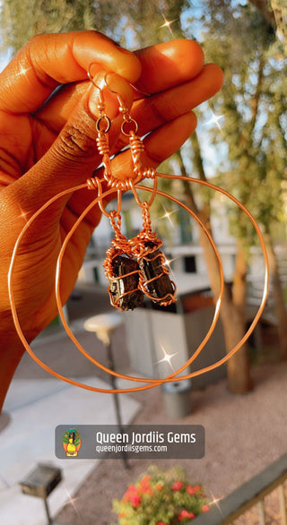 Black Tourmaline & Copper Earrings