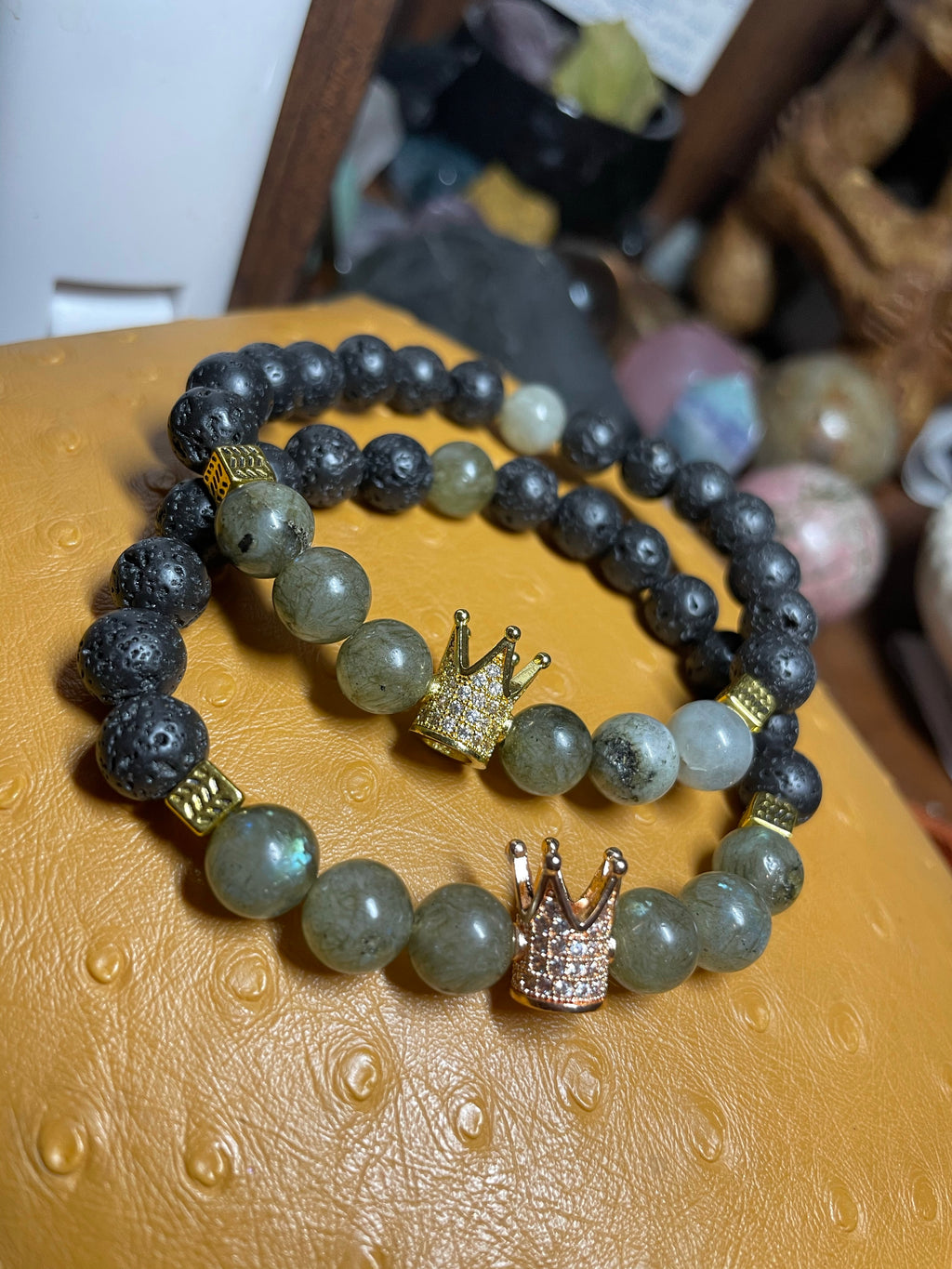Labradorite & Lava Rock King’s Bracelet
