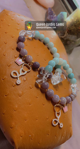 Lilac Jade, Aquamarine & Clear Quartz Essential Bae Bracelet