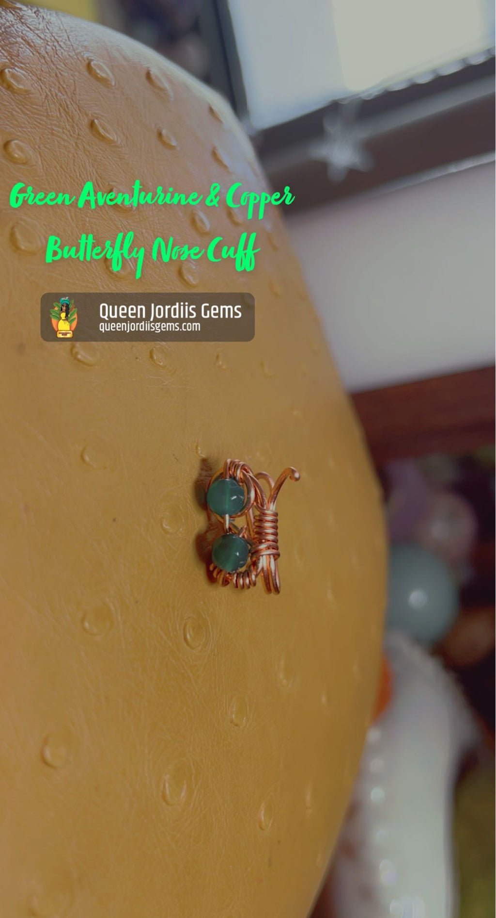 Green Aventurine & Copper Butterfly Nose Cuff