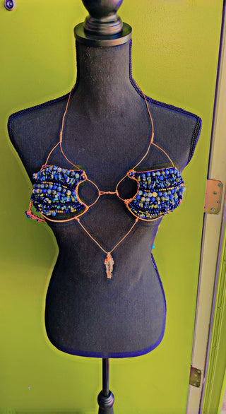 Lapis Lazuli, Clear Quartz & Copper Bra | Size Small