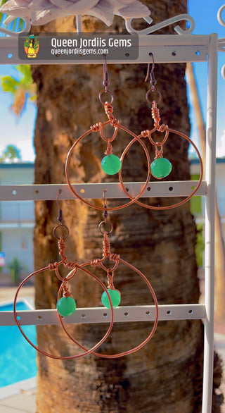Green Aventurine & Copper Hoop Earrings