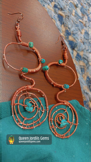 Turquoise & Copper Unique Earrings