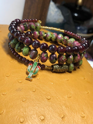 Ruby In Zoisite & Garnet Wrap Bracelet