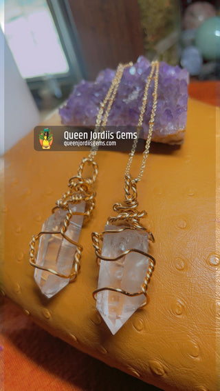Clear Quartz & Brass Necklace