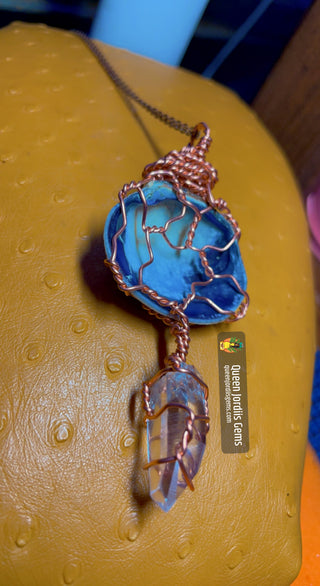 Reversible Necklace with Clear Quartz & Shell from  Mexico