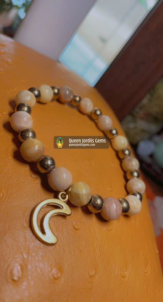 Yellow Sunstone & Hematite Moon Bracelet