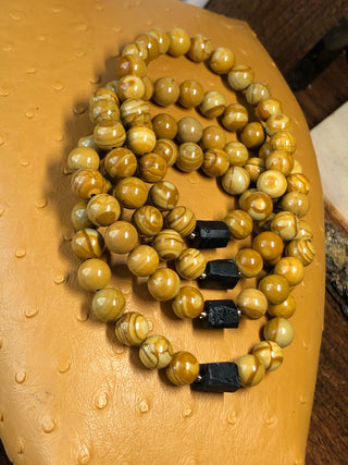Woodlace Stone & Black Tourmaline Bracelet