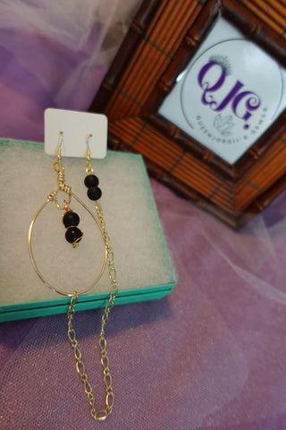 Black Onyx Earring-Chain