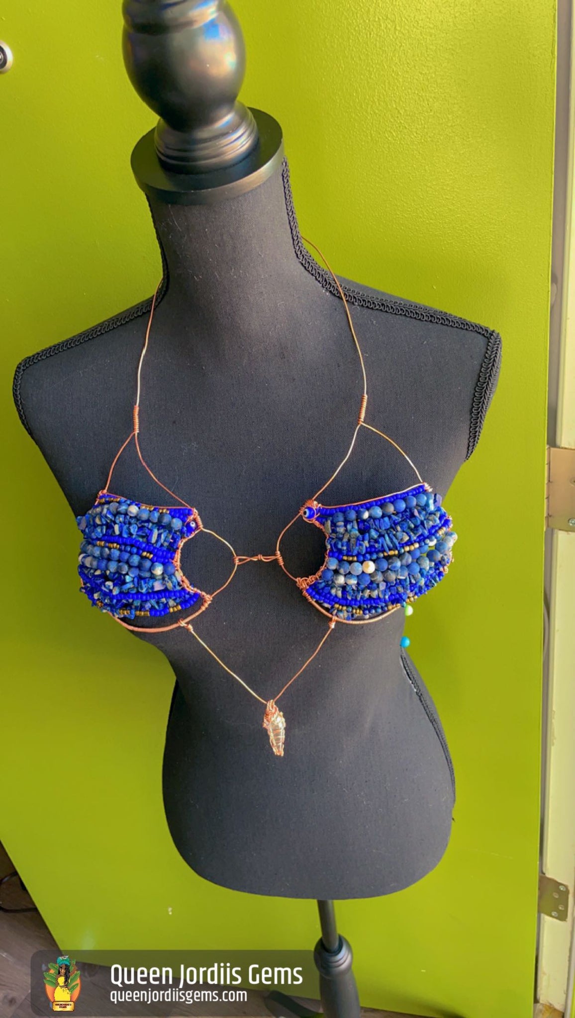 Lapis Lazuli, Clear Quartz & Copper Bra | Size Small