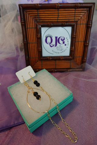 Black Onyx Earring-Chain