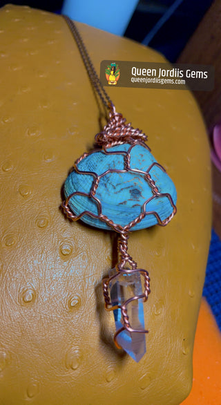 Reversible Necklace with Clear Quartz & Shell from  Mexico
