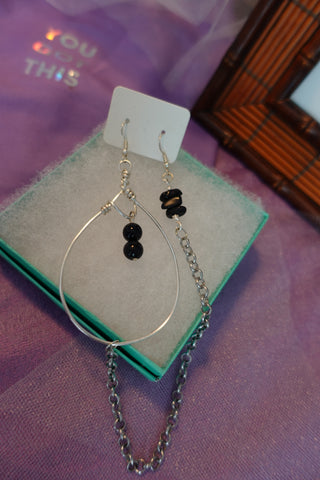 Black Obsidian Earring-Chain