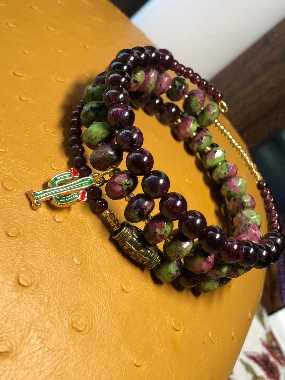 Ruby In Zoisite & Garnet Wrap Bracelet