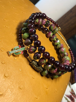 Ruby In Zoisite & Garnet Wrap Bracelet