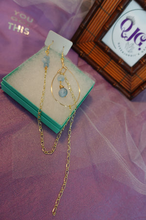 Aquamarine Earring-Chain (with extra dangle chain)