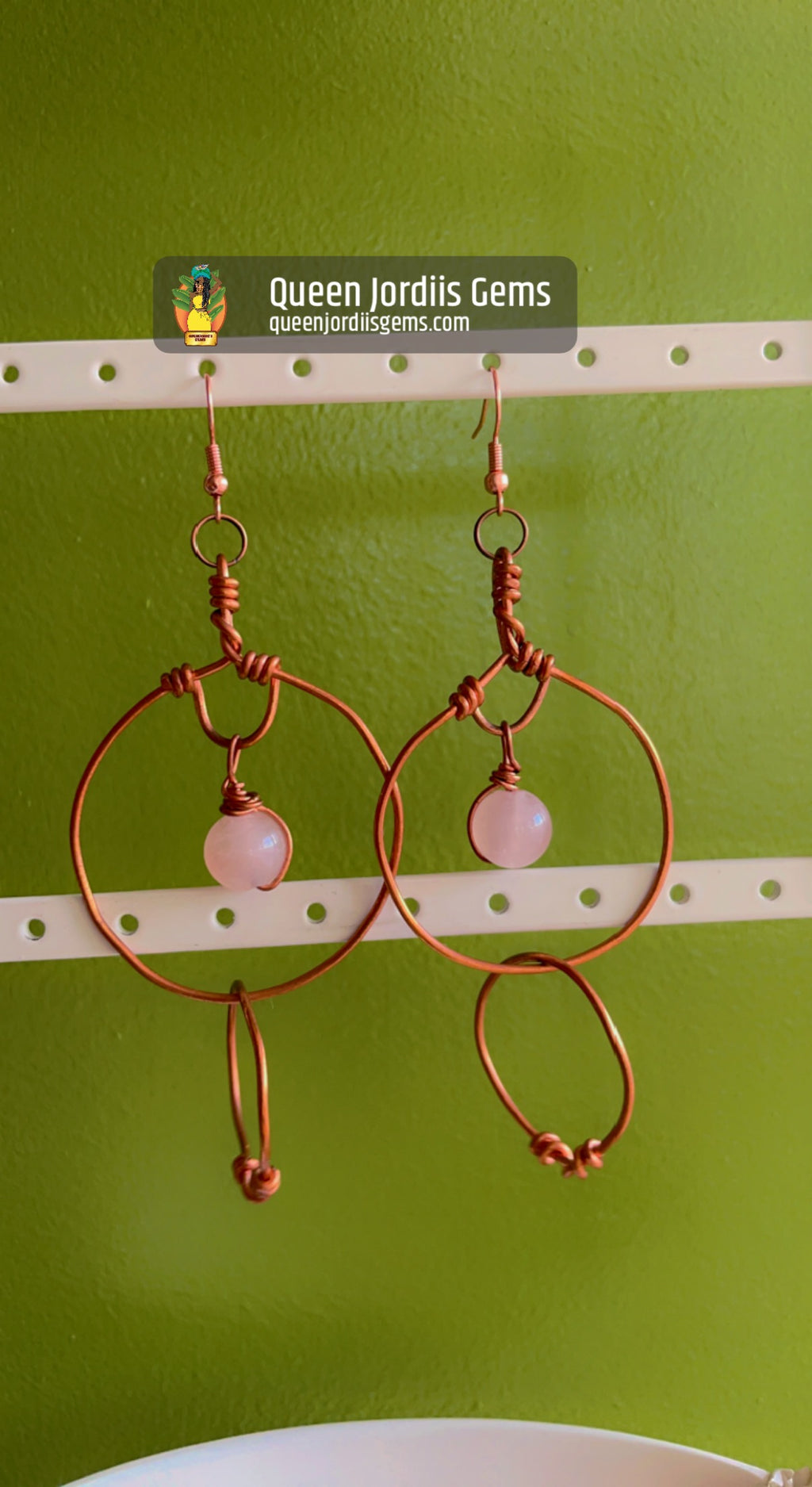 Rose Quartz & Copper Double Hoop Earrings