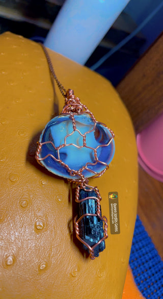 Reversible Necklace with Black Tourmaline & Shell from Mexico