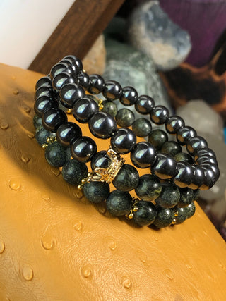King’s Hematite & Serpentine Wrap Bracelet