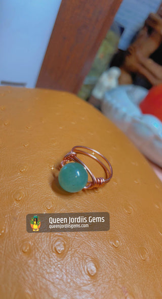 Green Aventurine & Copper Ring