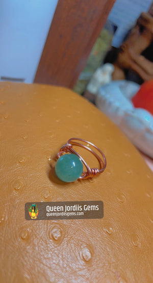 Green Aventurine & Copper Ring