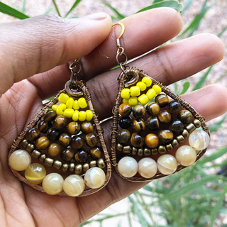 Yellow Banded Agate & Tiger’s Eye Earrings