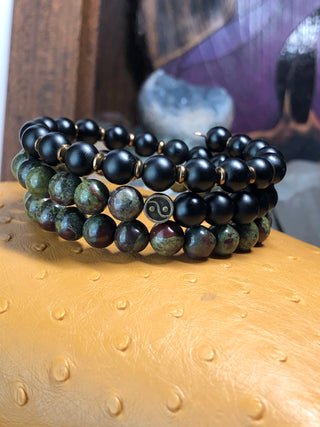 King’s Dragon’s Blood Jasper & Black Onyx Wrap Bracelet